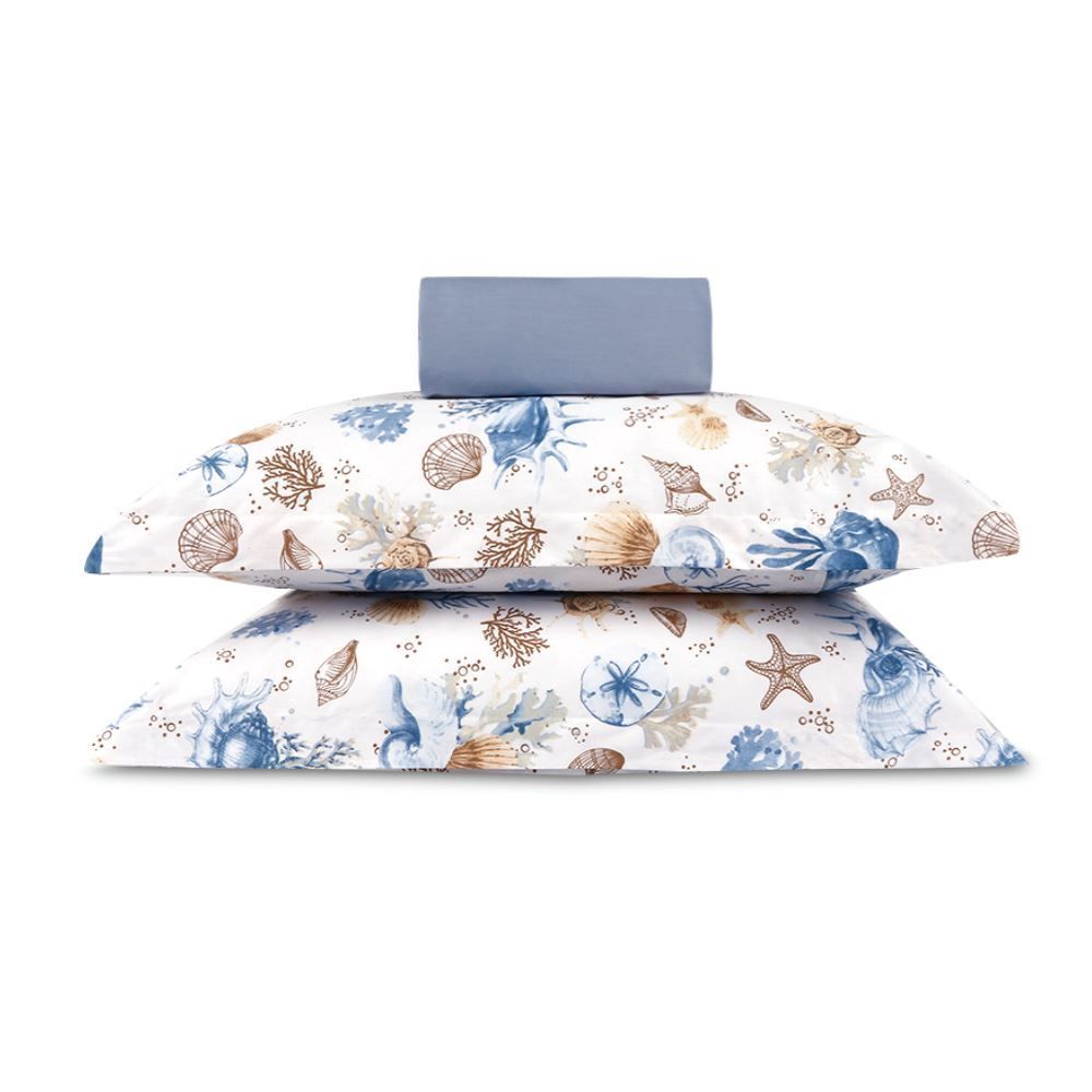 Jogo de Cama King Percal Buona Fortuna 3 pçs - Acqua Azul Novo