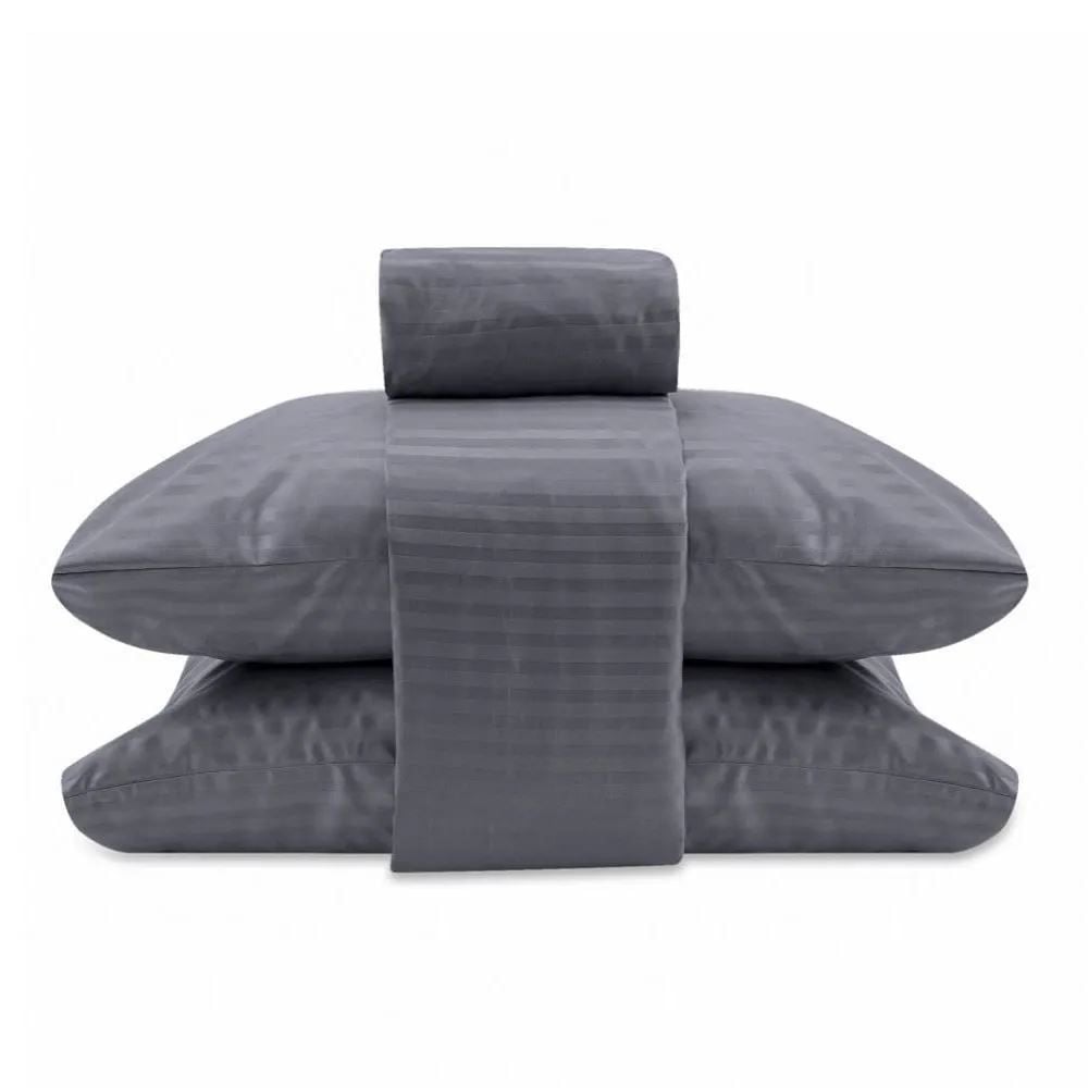Jogo de Cama King Stripe Provence Havan Casa 4 pçs - Cinza