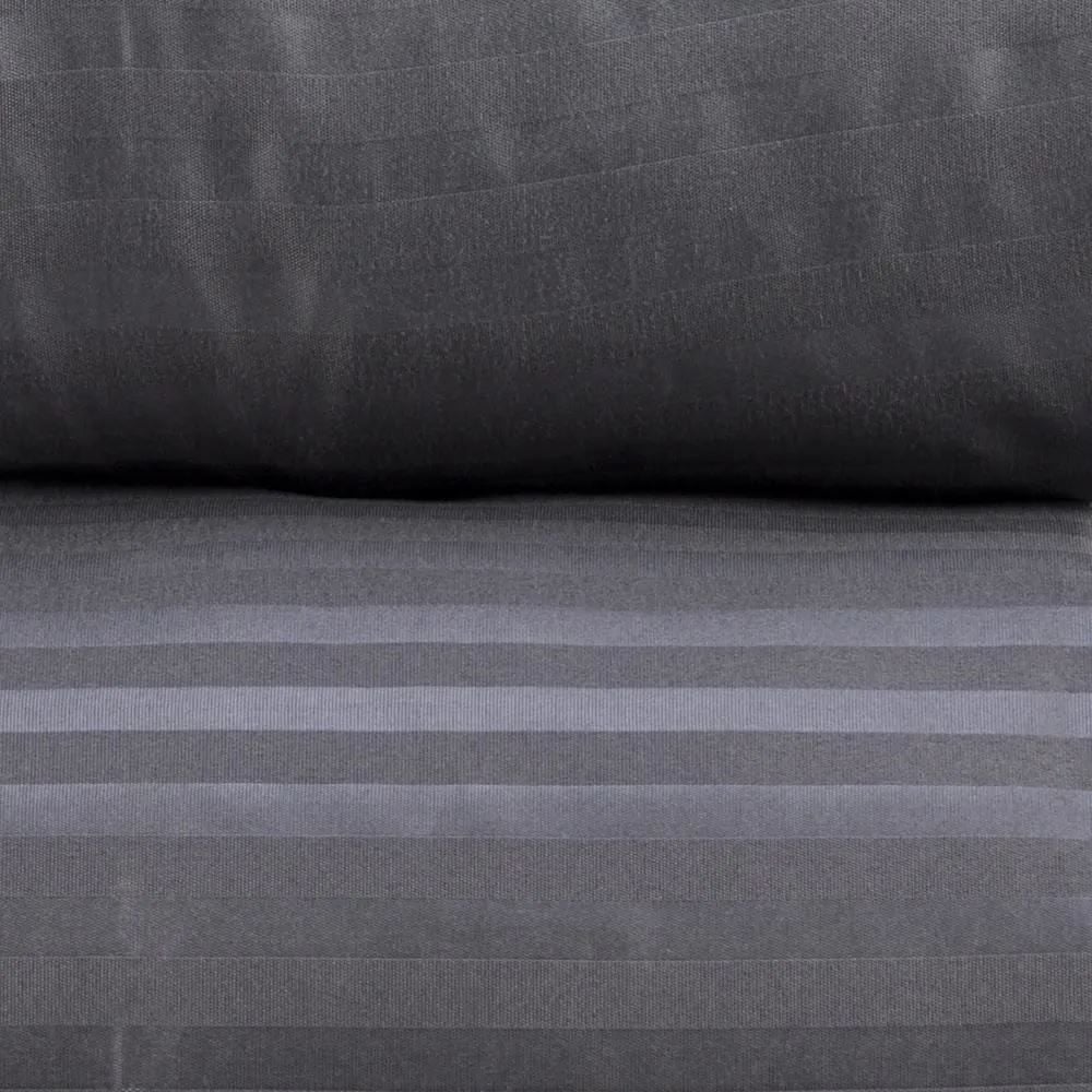 Jogo de Cama King Stripe Provence Havan Casa 4 pçs - Cinza