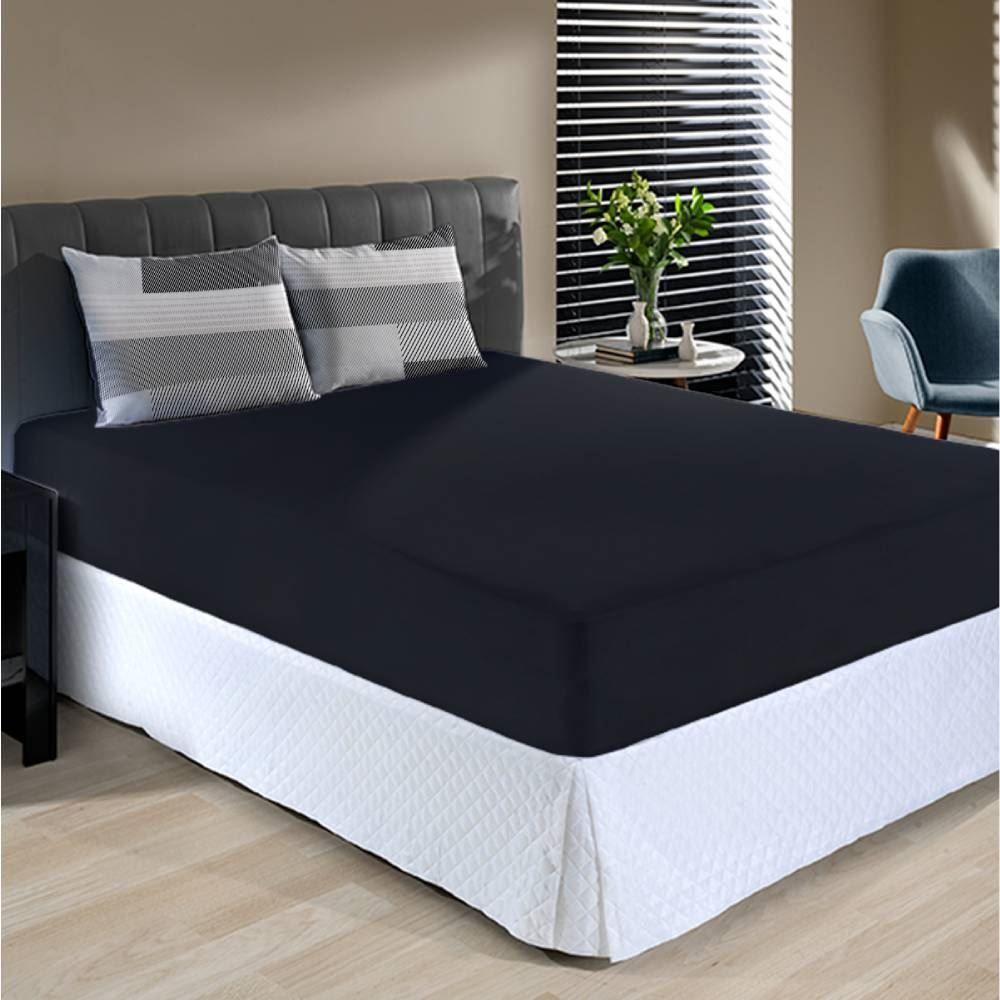 Jogo De Cama Queen Malha Havan Casa 3 Pçs - Kent Preto