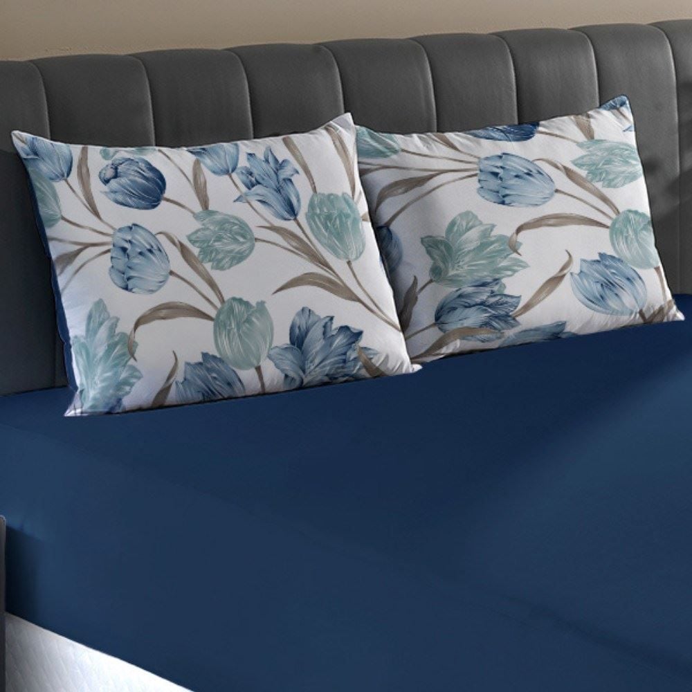 Jogo De Cama Queen Malha 100% Algodão Solecasa 3 Pçs - Tuly Azul Marinho