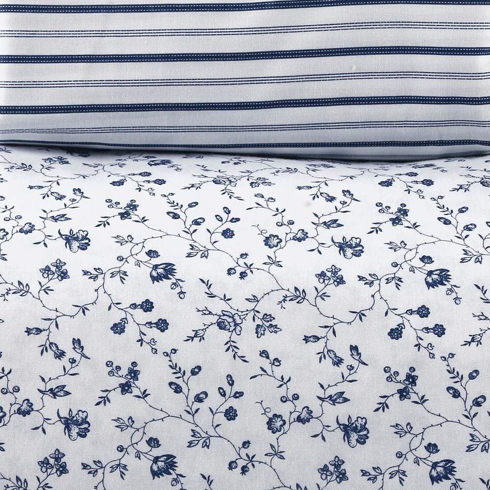 Jogo de Cama Queen Percal Buona Fortuna 4 pçs - Catarina Listra Azul