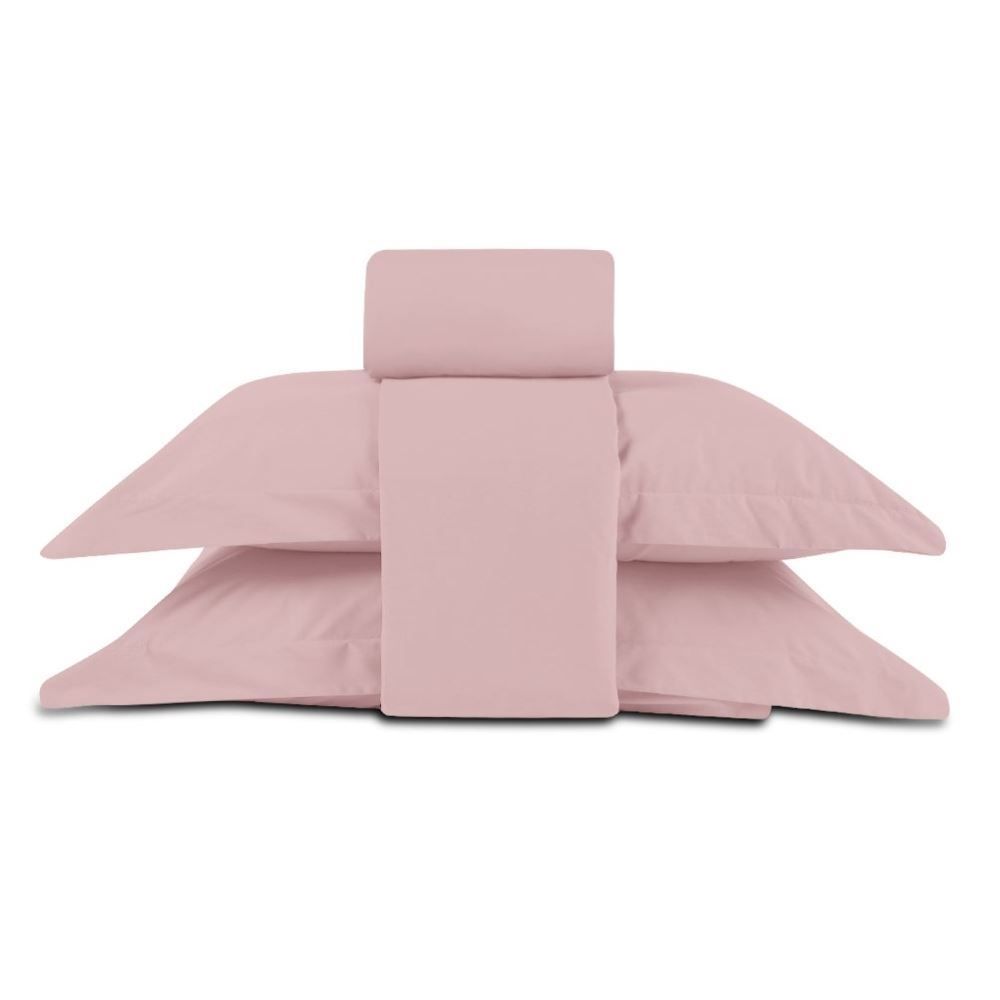 Jogo de Cama Queen Percal Buona Fortuna 4 pçs - Rosa Velho