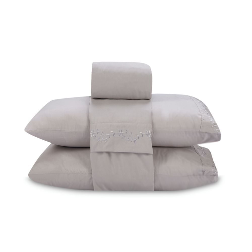 Jogo De Cama Queen Bordado Havan Casa 4 Pçs - Cinza