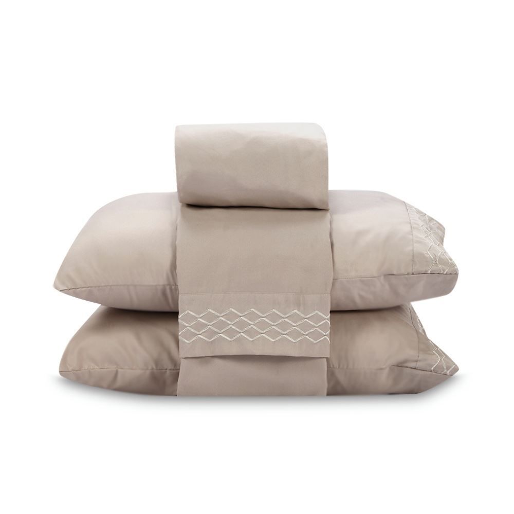 Jogo De Cama Queen Bordado Havan Casa 4 Pçs - Cru