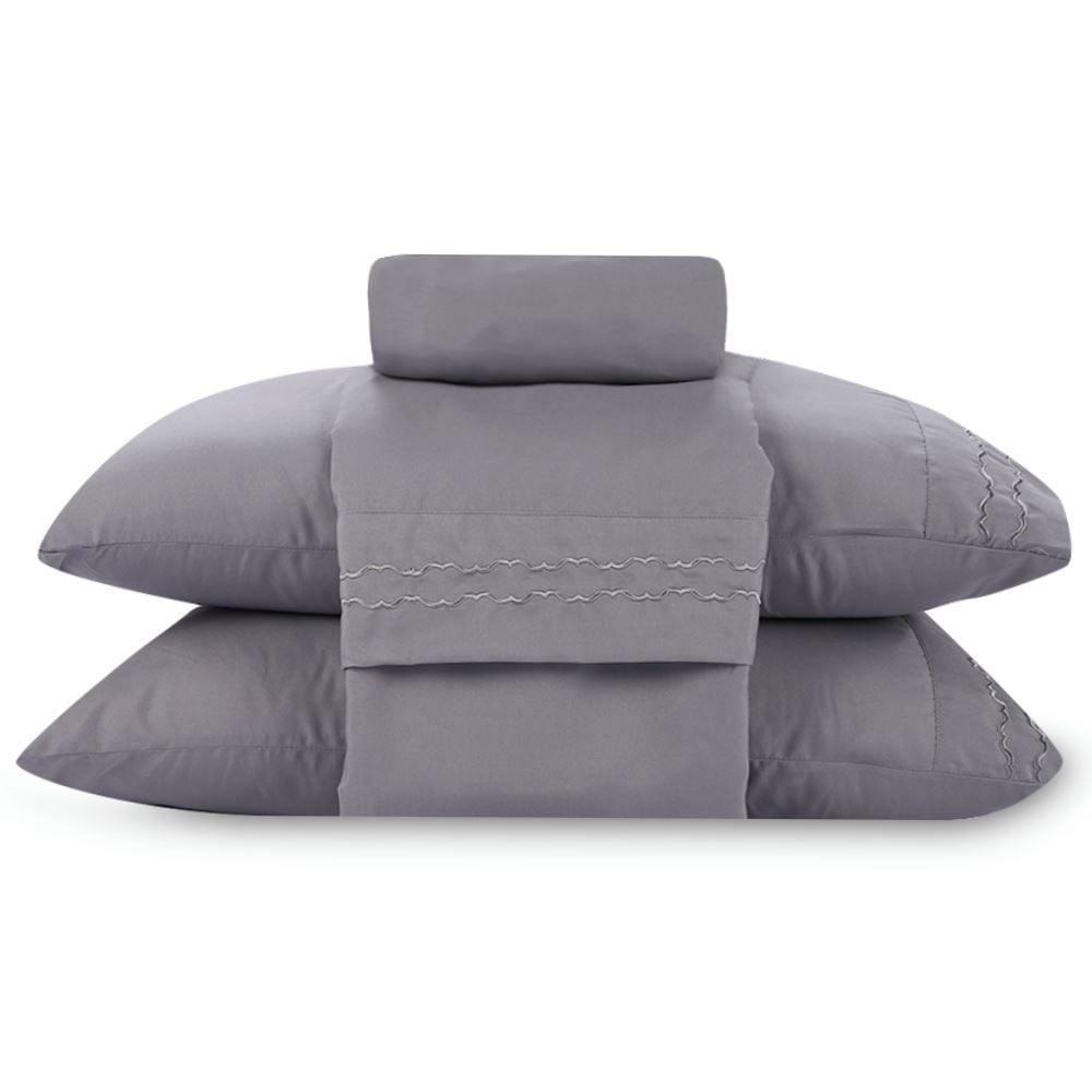 Jogo de Cama Queen Bordado Imperial 4 pçs Havan Casa - Cinza Amianto