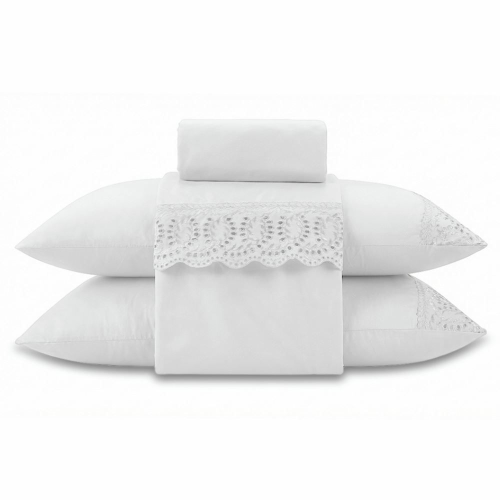 Jogo de Cama Queen com Renda Havan Casa 4 pçs - Branco