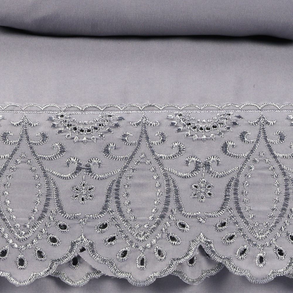 Jogo de Cama Queen Imperial com Renda Havan Casa 4 pçs - Cinza Amianto