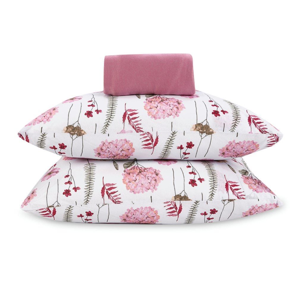 Jogo de Cama Queen Malha Havan Casa 3 pçs - Jardim Rosa Suave