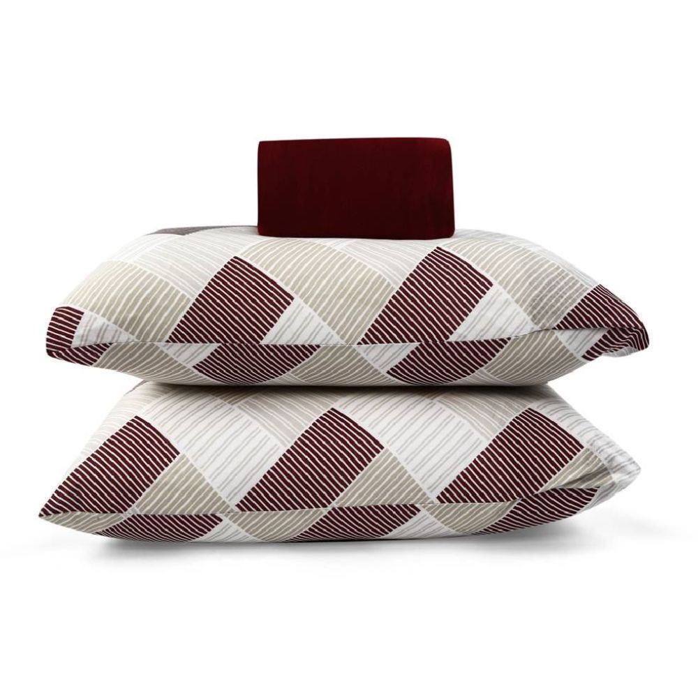 Jogo de Cama Queen Malha Solecasa Havan Casa 3 pçs - Chevron Blondstone Vinho