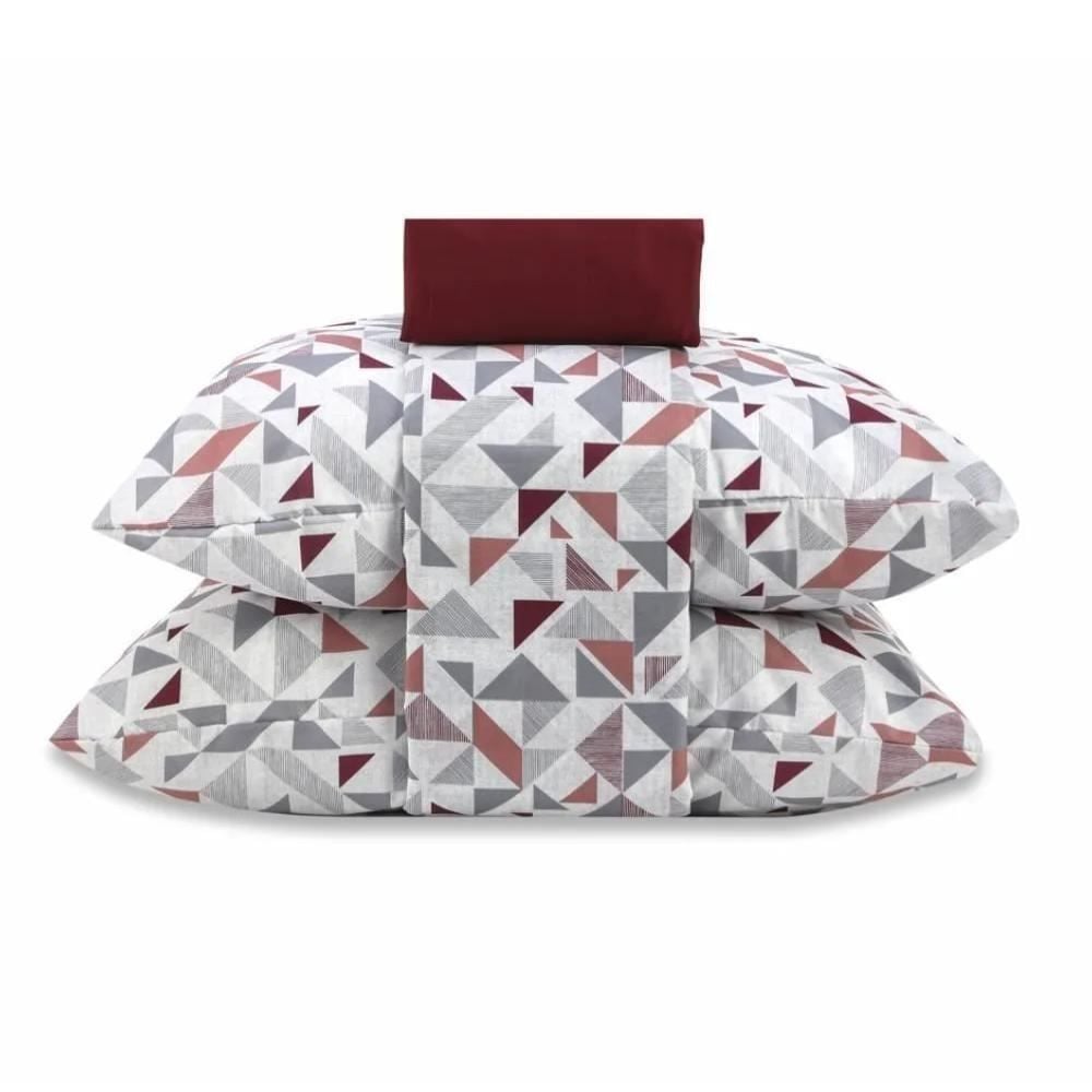 Jogo De Cama Queen Microfibra 150 Fios Havan Casa 4 Peças - Fernando Geo Vinho