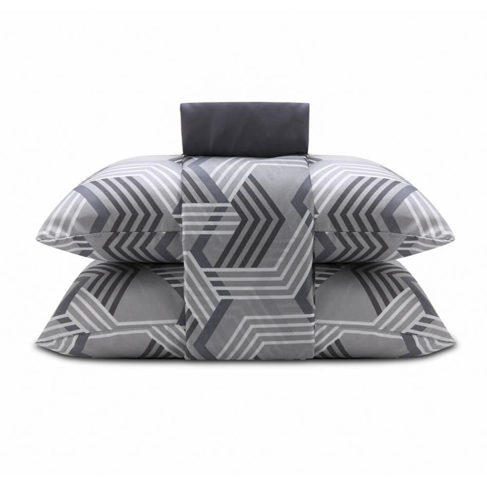 Jogo De Cama Queen Microfibra 150 Fios Havan Casa 4 Peças - Gonzales Geo Cinza