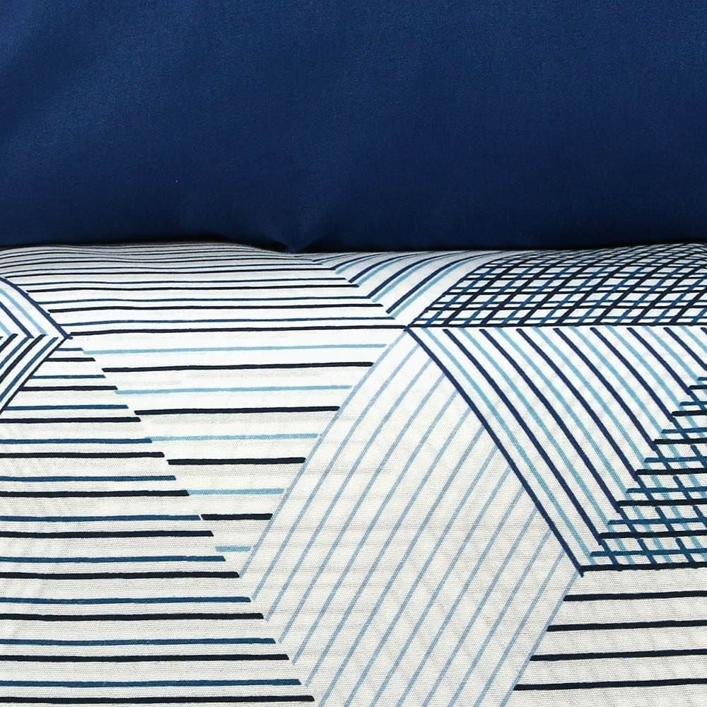 Jogo de Cama Queen Microfibra Napoli Havan Casa 4 pçs - Cubos Geométricos Azul