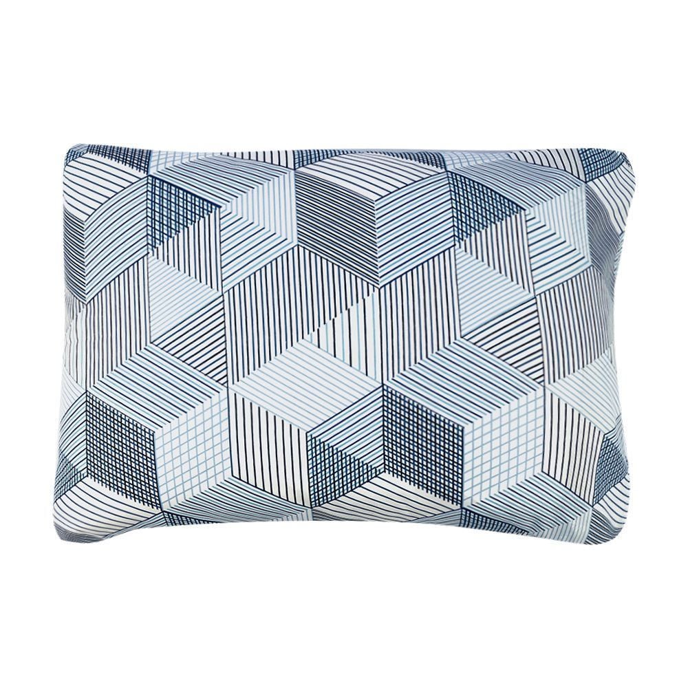 Jogo de Cama Queen Microfibra Napoli Havan Casa 4 pçs - Cubos Geométricos Azul