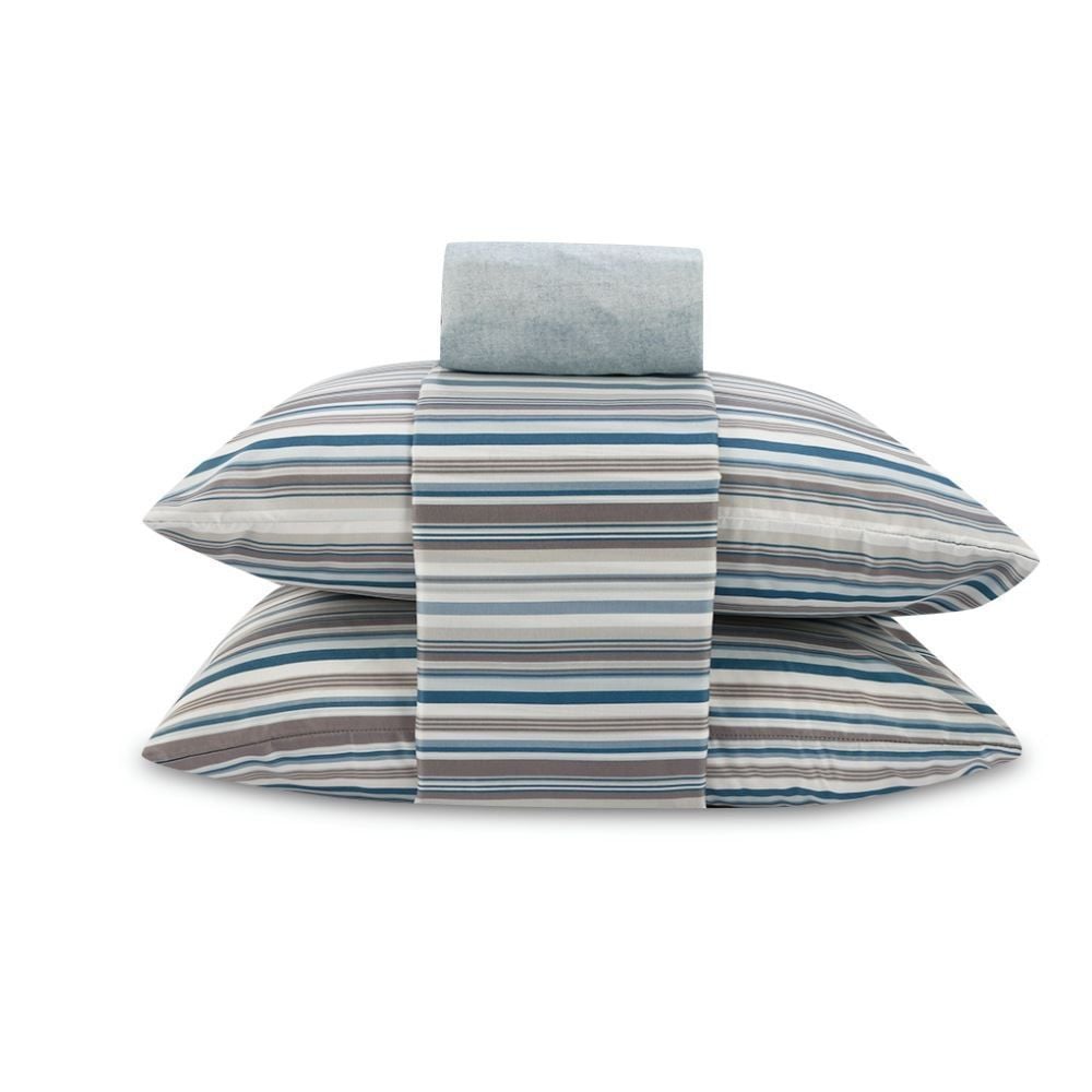 Jogo de Cama Queen Napoli Havan Casa 4 pçs - Mink Listra Azul