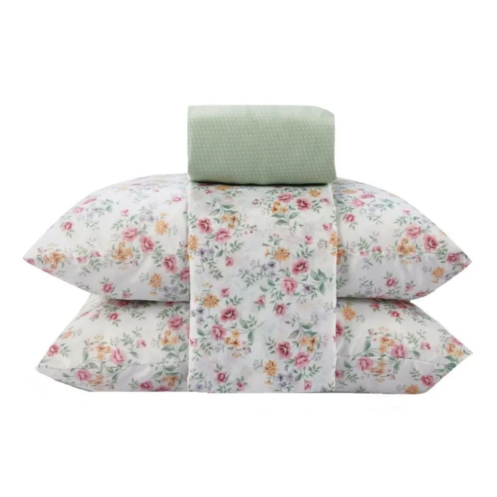 Jogo de Cama Queen Napoli Havan Casa 4 pçs - Luz Flowers Verde