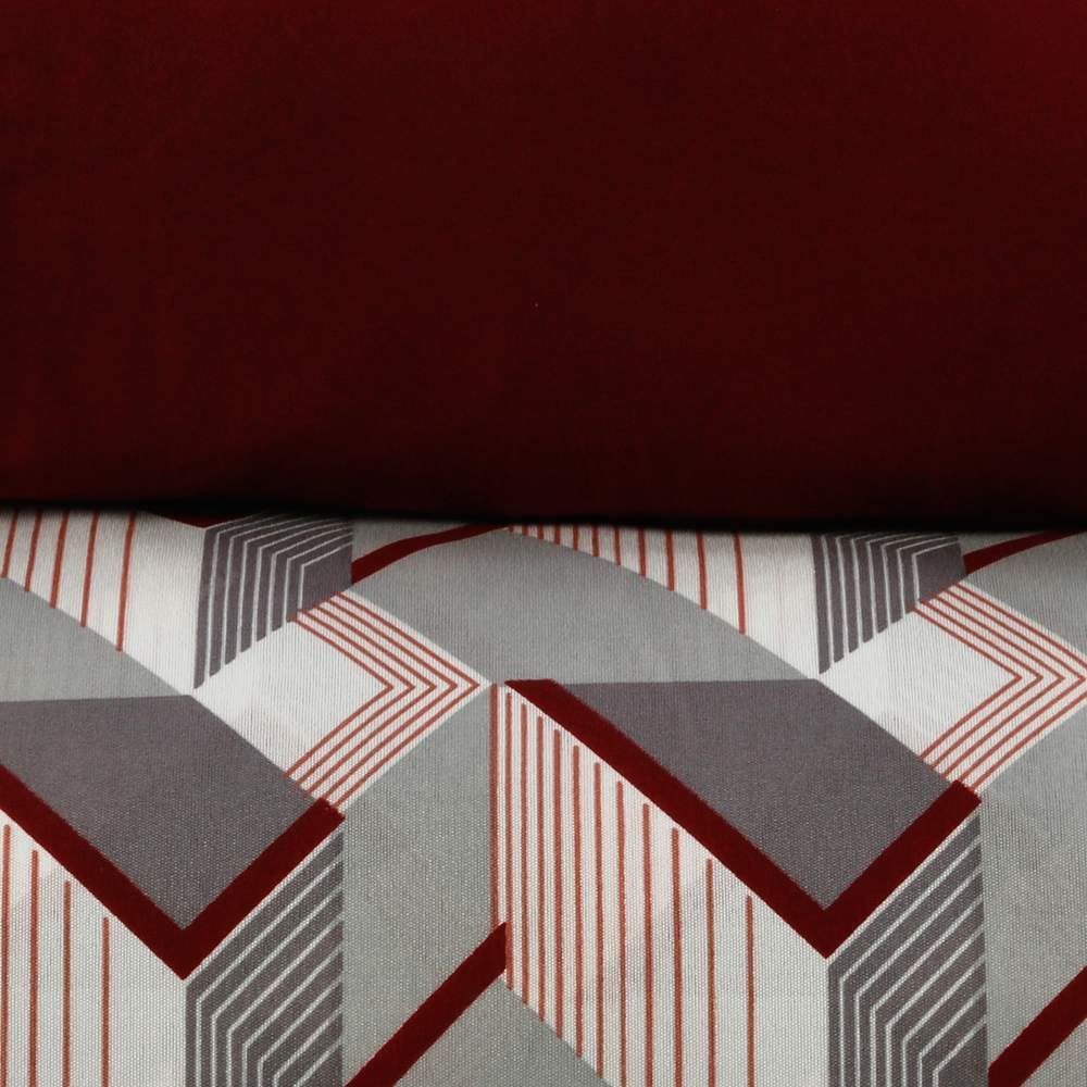 Jogo de Cama Queen Napoli Havan Casa 4 pçs - Tridi Geométrico Vinho