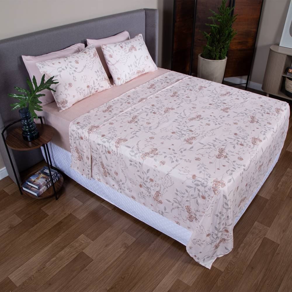 Jogo de Cama Queen Napoli Havan Casa 4 pçs - Suri Flowers/Rosa