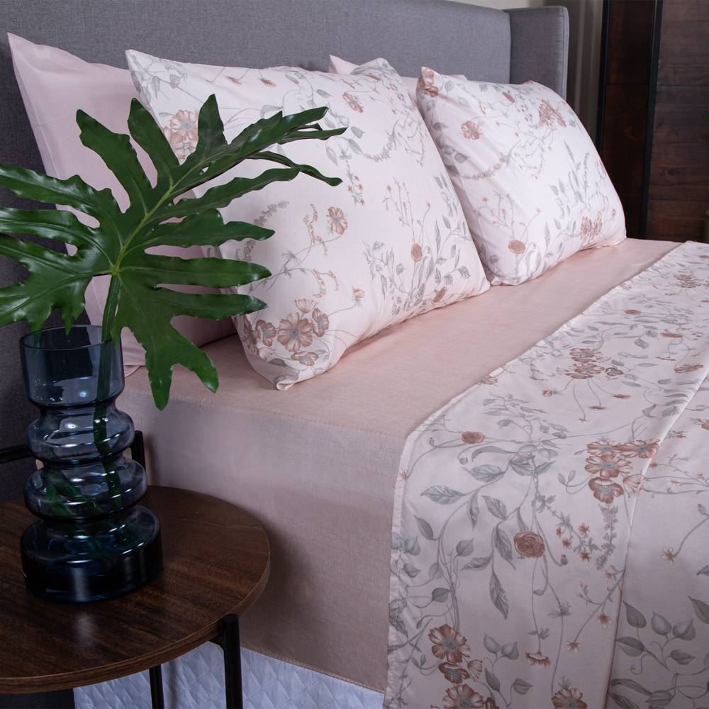 Jogo de Cama Queen Napoli Havan Casa 4 pçs - Suri Flowers/Rosa