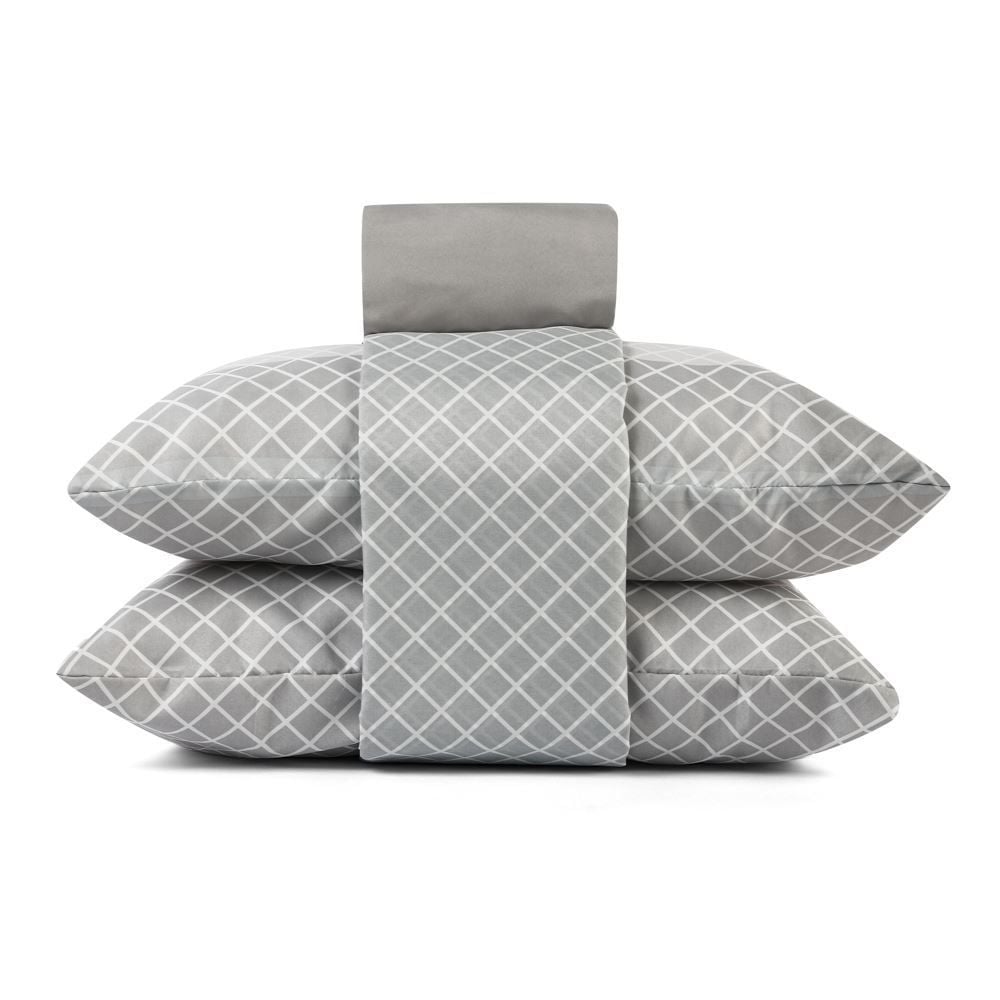 Jogo De Cama Queen Microfibra 150 Fios Havan Casa 4 Peças - Listra Cinza