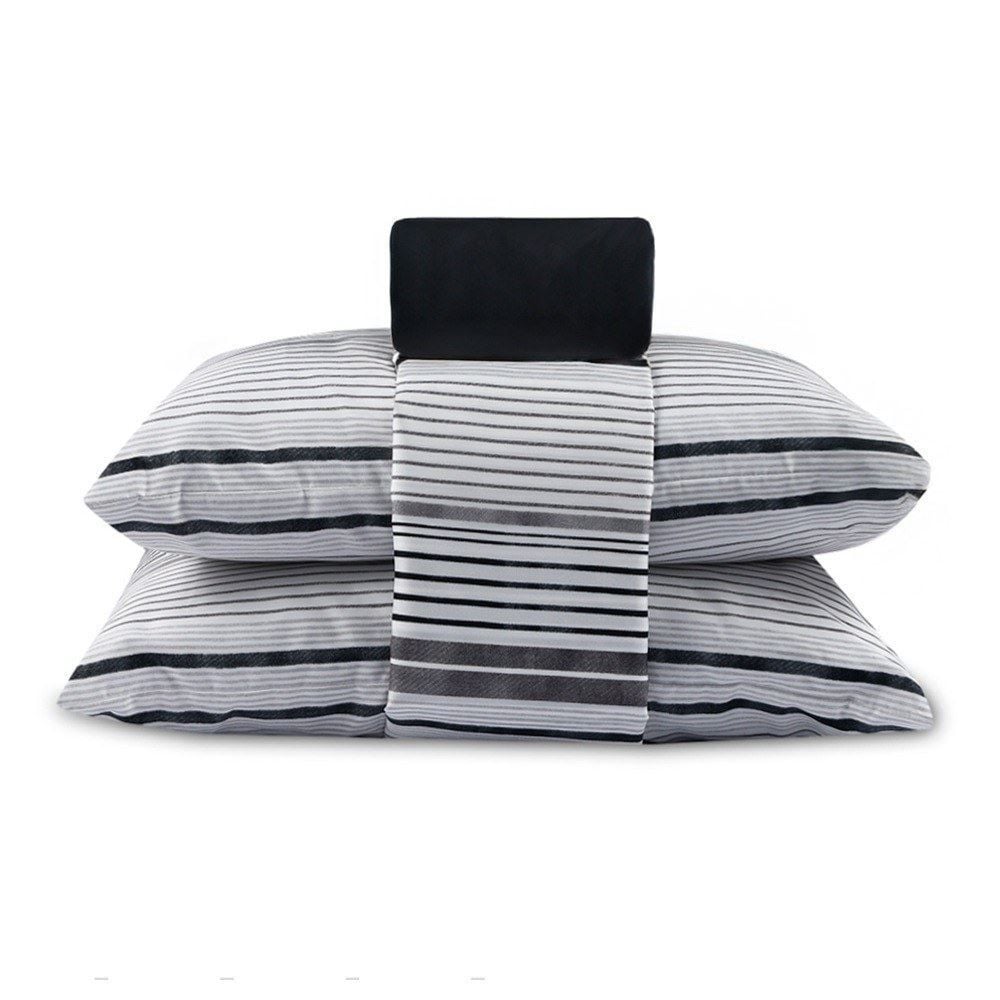 Jogo De Cama Queen Micropercal Havan Casa 4 Pçs - Tony Listra Cinza