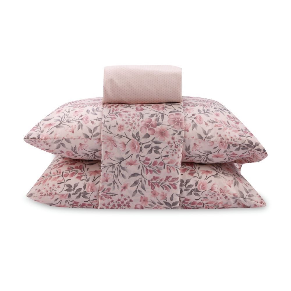 Jogo de Cama Queen Napoli Havan Casa 4 pçs - Camille Flowers Rosa