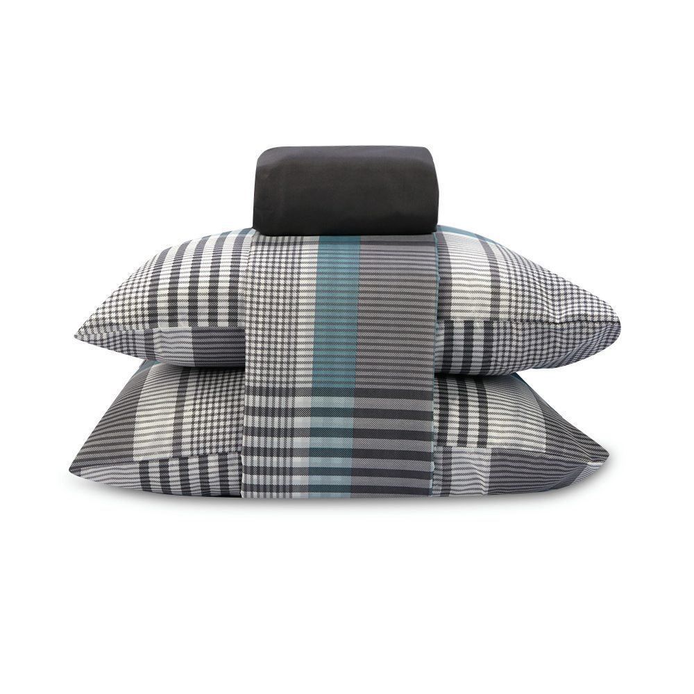 Jogo de Cama Queen Napoli Havan Casa 4 pçs - Pedro Xadrez Cinza