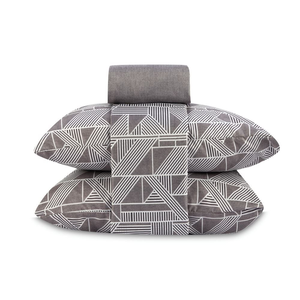 Jogo de Cama Queen Napoli Havan Casa 4 pçs - Gráfico Geométrico Cinza