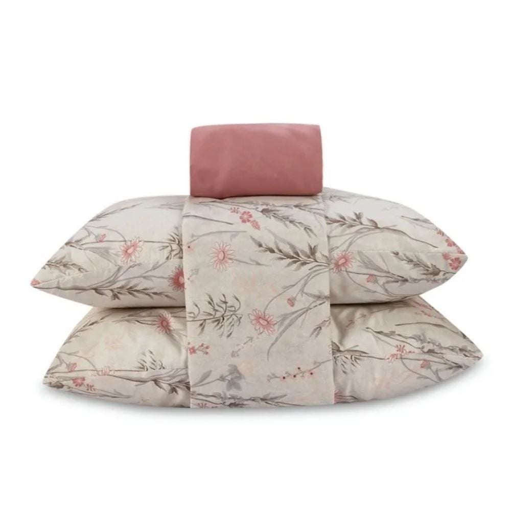 Jogo de Cama Queen Napoli Havan Casa 4 pçs - Ofélia Flor Rosa