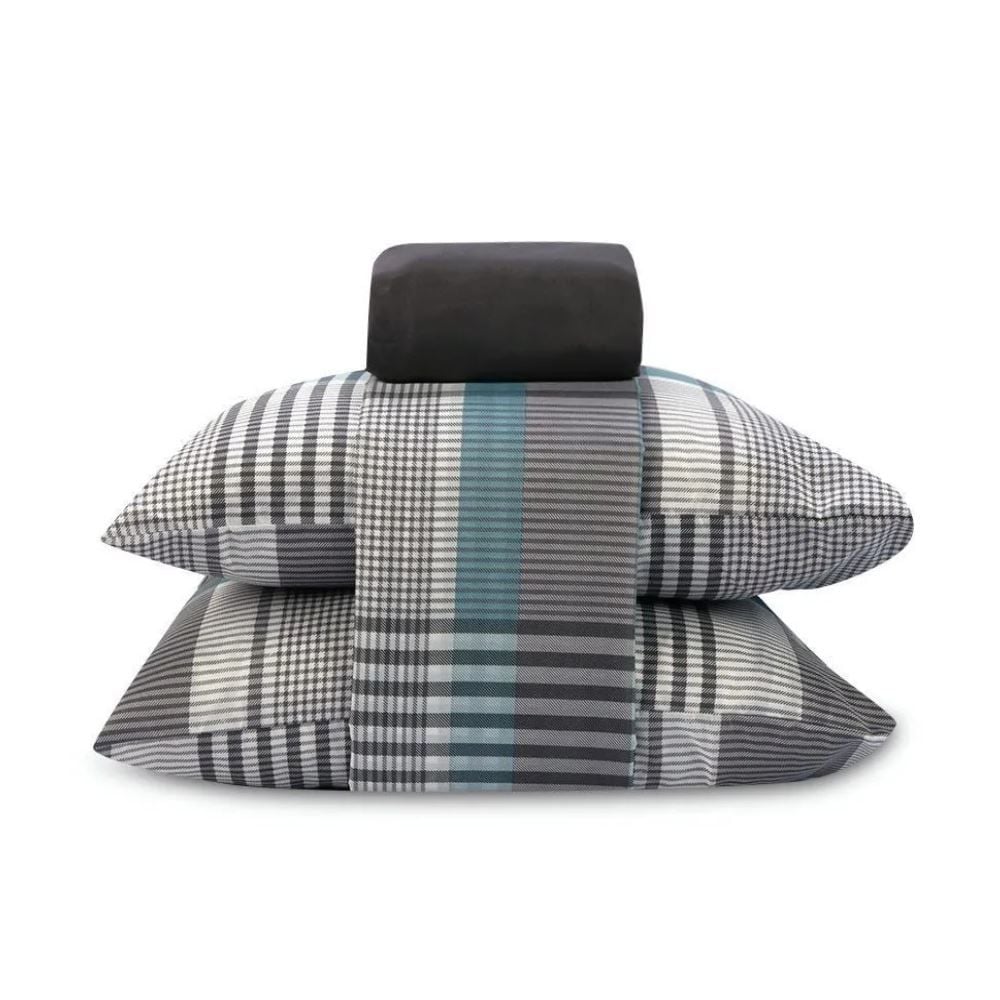 Jogo de Cama Queen Napoli Havan Casa 4 pçs - Pedro Xadrez Cinza