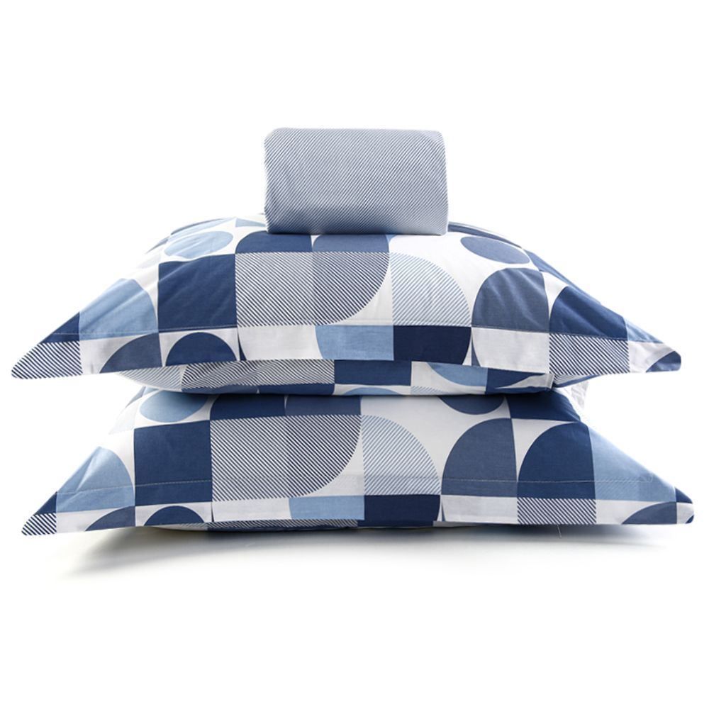 Jogo De Cama Queen Percal 200 Fios Buona Fortuna 3 Pçs - Textura Lorenzo Azul