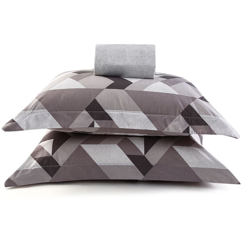 Jogo De Cama Queen Percal 200 Fios Buona Fortuna 3 Pçs - Textura Heitor Chumbo