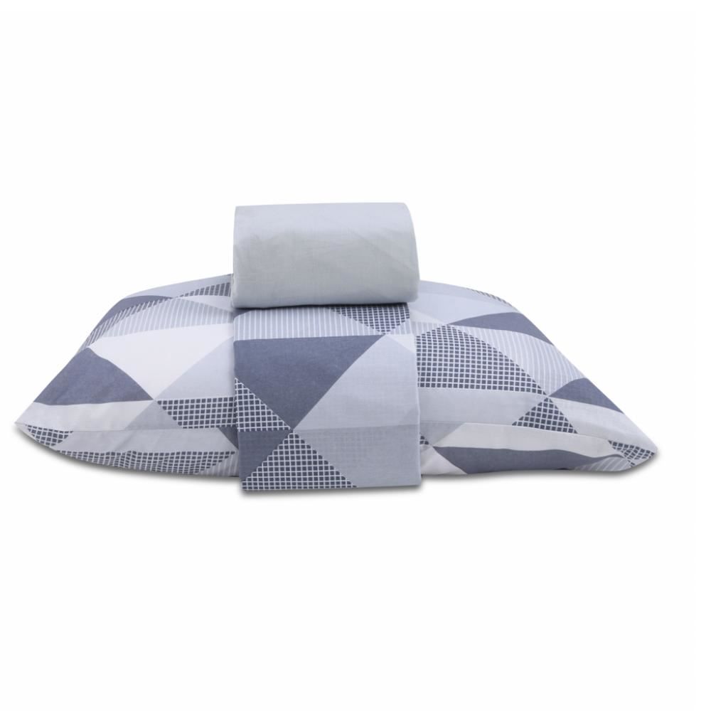 Jogo De Cama Solteiro 100% Algodão Royale Havan Casa 3 Pçs - Navy Cinza