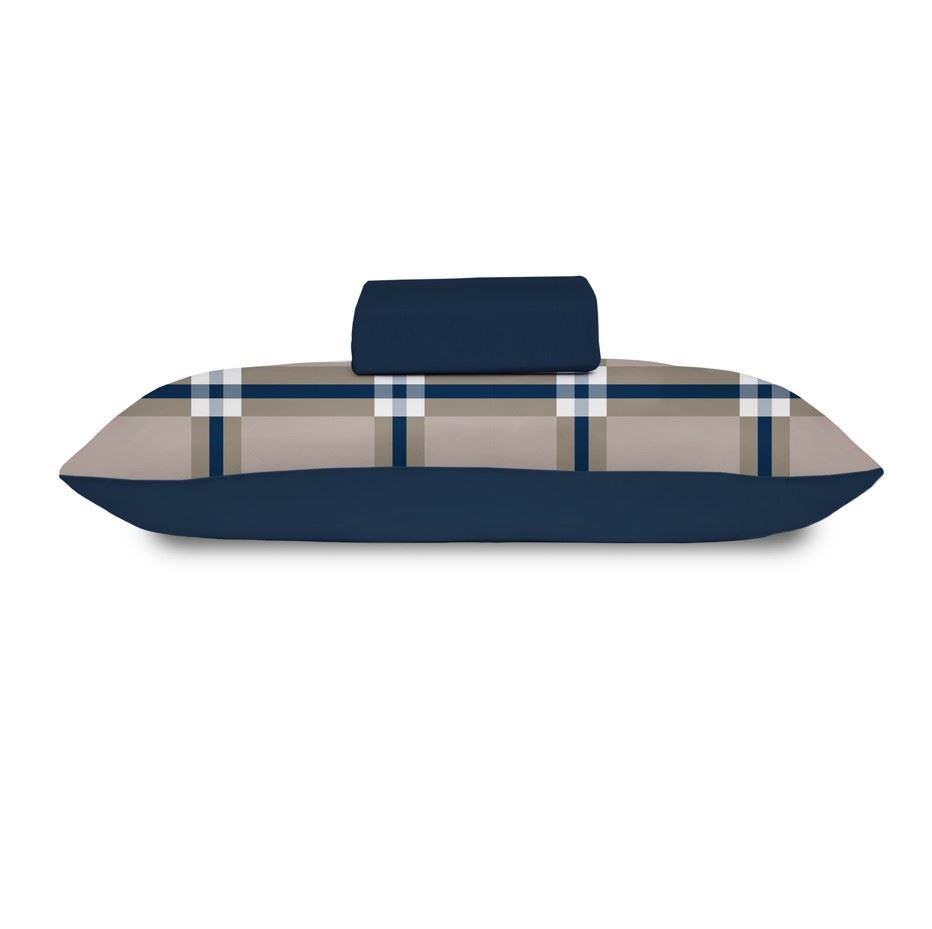 Jogo De Cama Solteiro Malha Havan Casa 2 Pçs - Lumy Azul Marinho