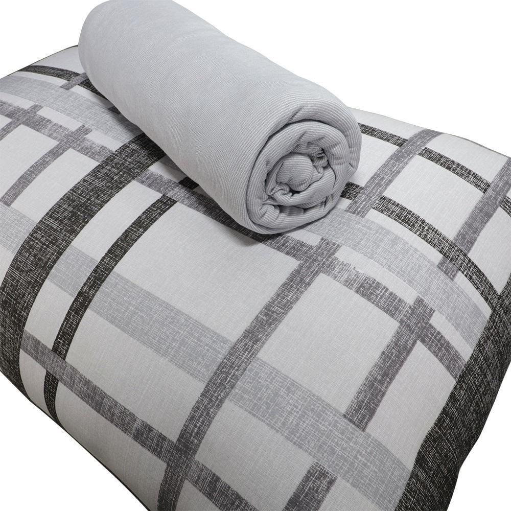 Jogo de Cama Solteiro Malha Solecasa Havan Casa 2 pçs - Trama Urbana Cinza