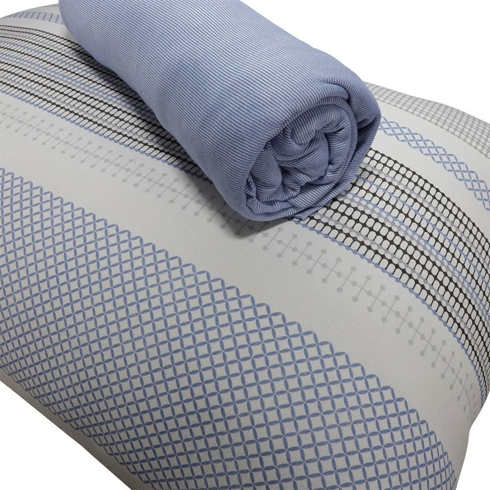 Jogo de Cama Solteiro Malha Solecasa Havan Casa 2 pçs - Contemporâneo Azul Jeans