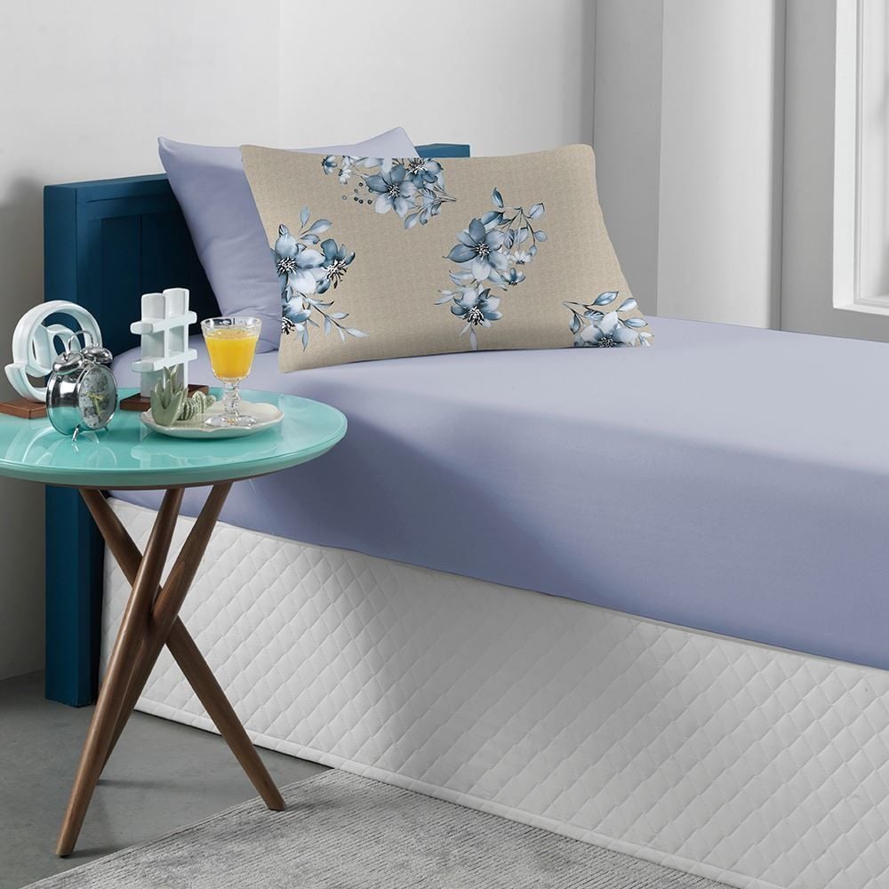 Jogo de Cama Solteiro Malha Solecasa Havan Casa 2 pçs - Crepusculo Azul Jeans