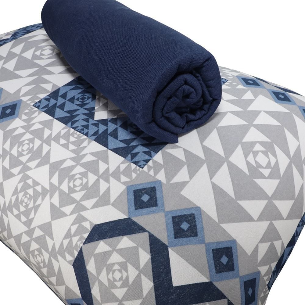 Jogo de Cama Solteiro Malha Solecasa Havan Casa 2 pçs - Cali Azul Profundo