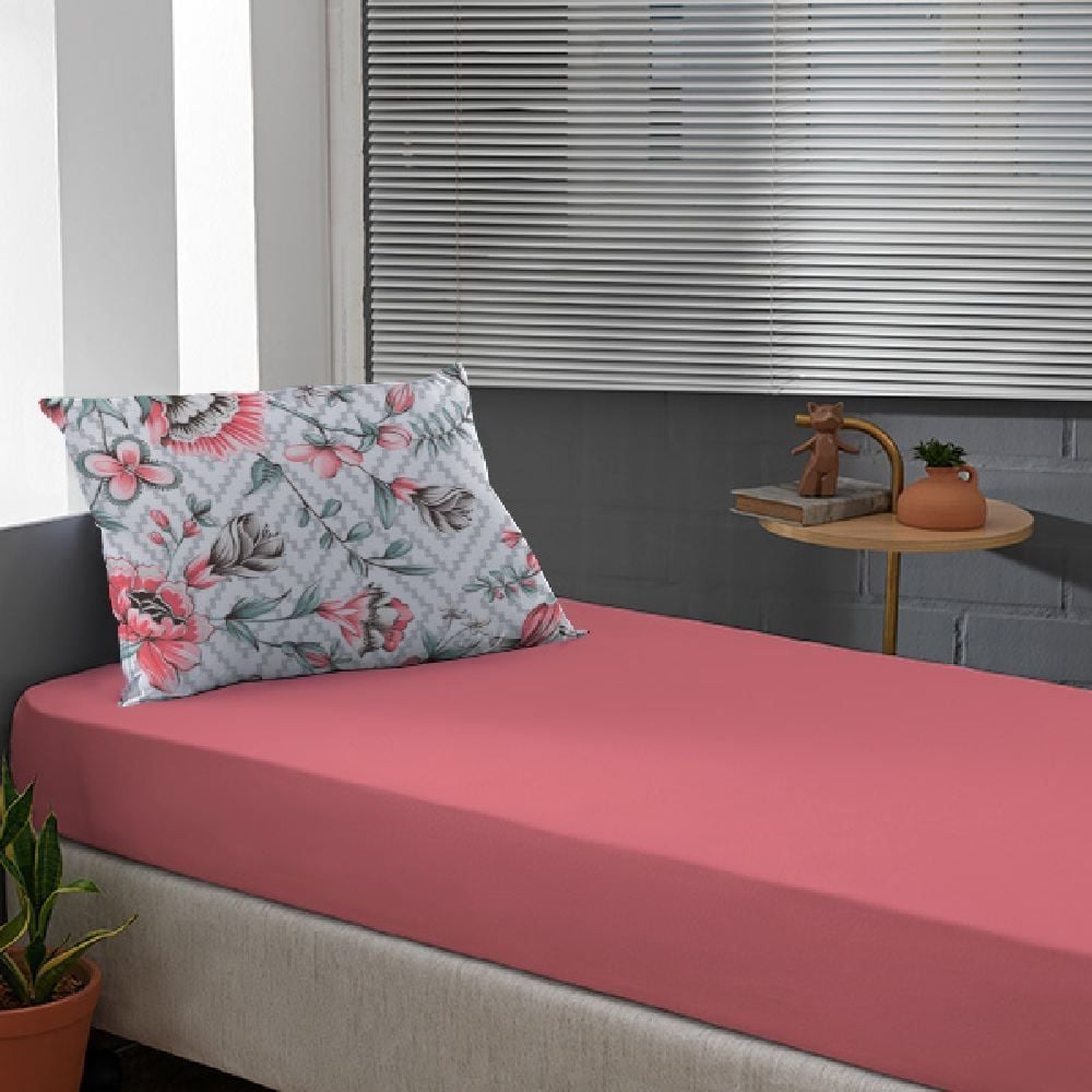 Jogo De Cama Solteiro Malha 100% Algodão Solecasa 2 Pçs - Lorena Goiaba