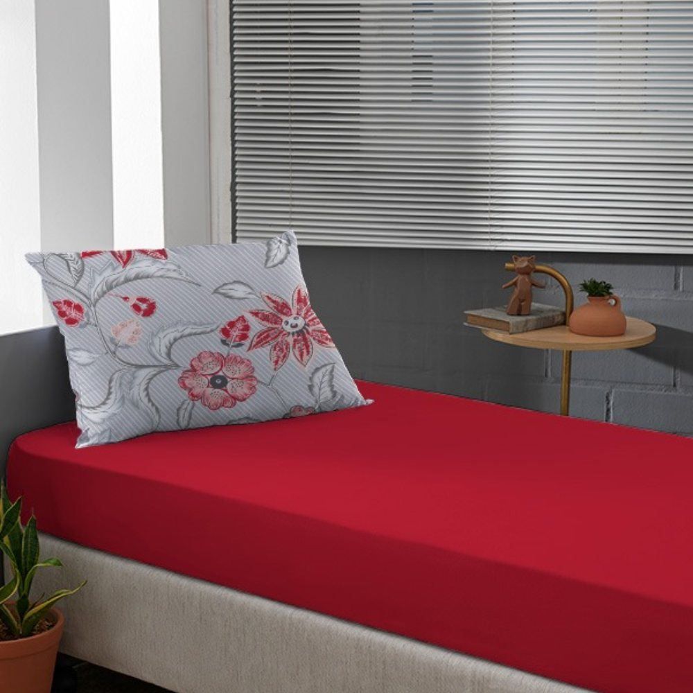 Jogo De Cama Solteiro Malha 100% Algodão Solecasa 2 Pçs - Stella Carmim