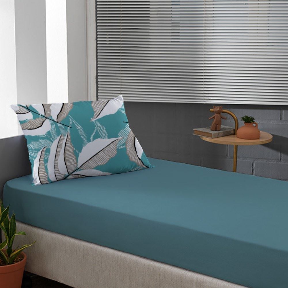 Jogo De Cama Solteiro Malha 100% Algodão Solecasa 2 Pçs - Helena Verde Retrô