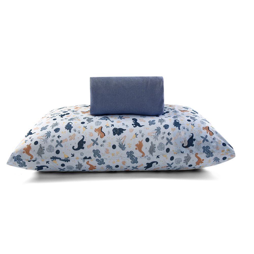 Jogo De Cama Solteiro Kids Malha Solecasa By Havan Kids 2 Pçs - Dino Baby Azul Jeans