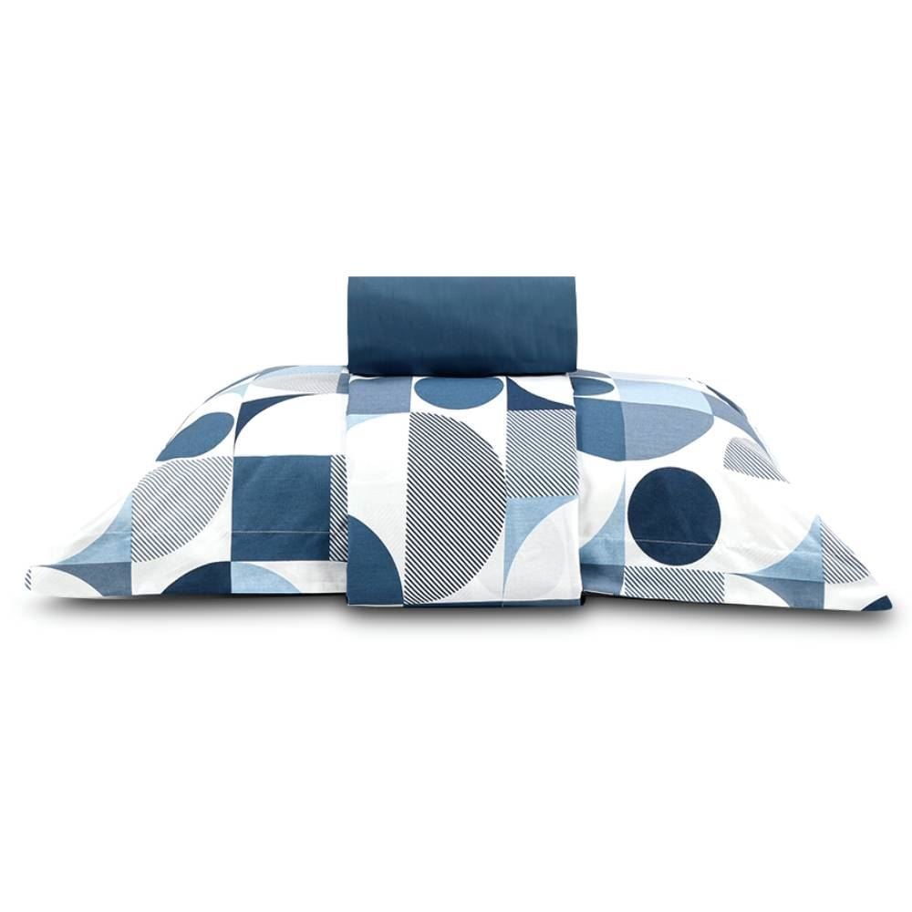 Jogo De Cama Solteiro Percal Buona Fortuna 3 Pçs - Lorenzo Azul
