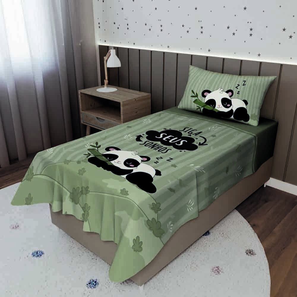 Jogo De Cama Solteiro Clube Do Abraço Havan Casa 2 Pçs - Mei Mei Panda