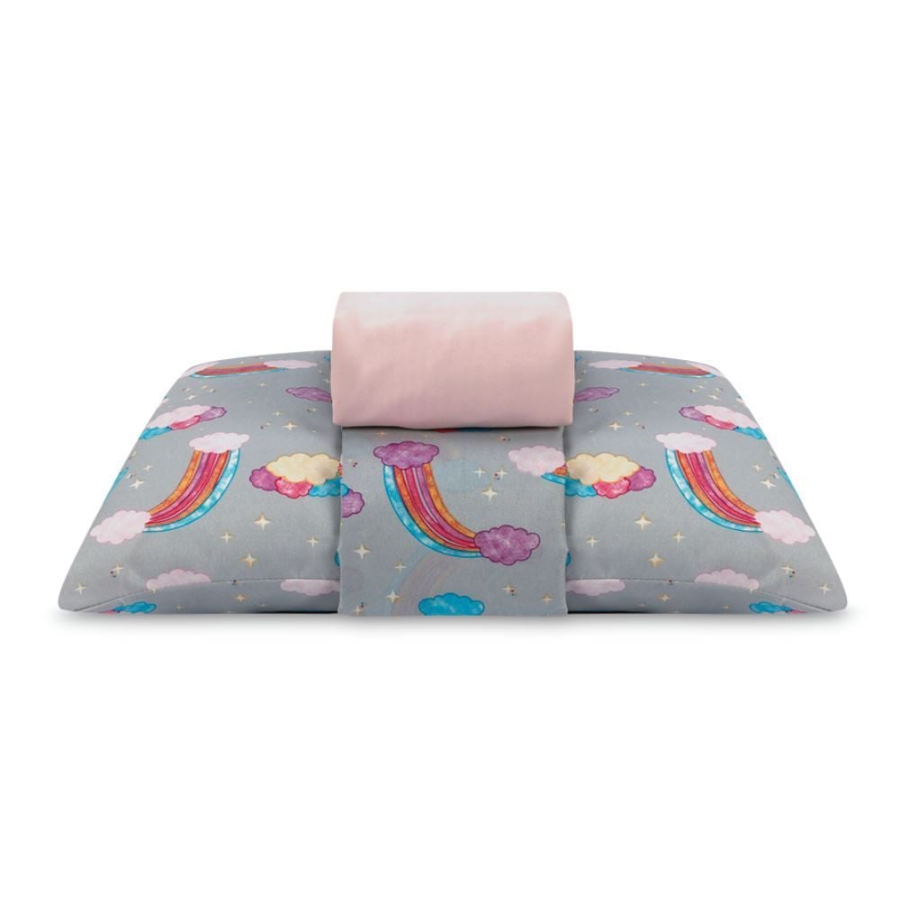  Jogo de Cama Solteiro 150 Fios Havan Kids 3 pçs - Rainbow Cinza