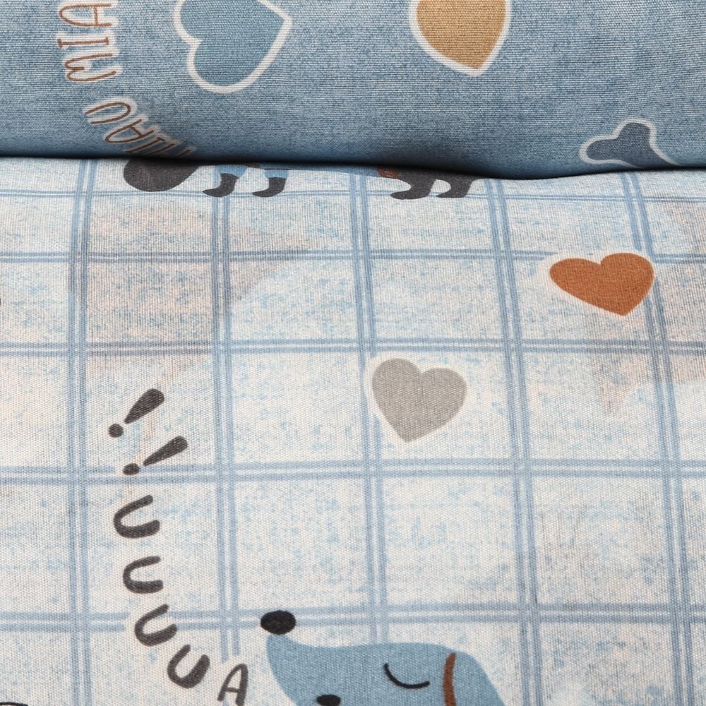  Jogo De Cama Solteiro 150 Fios Havan Kids 3 Pçs - Pets Azul 