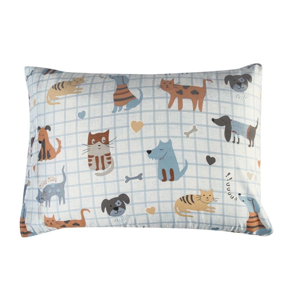  Jogo De Cama Solteiro 150 Fios Havan Kids 3 Pçs - Pets Azul 