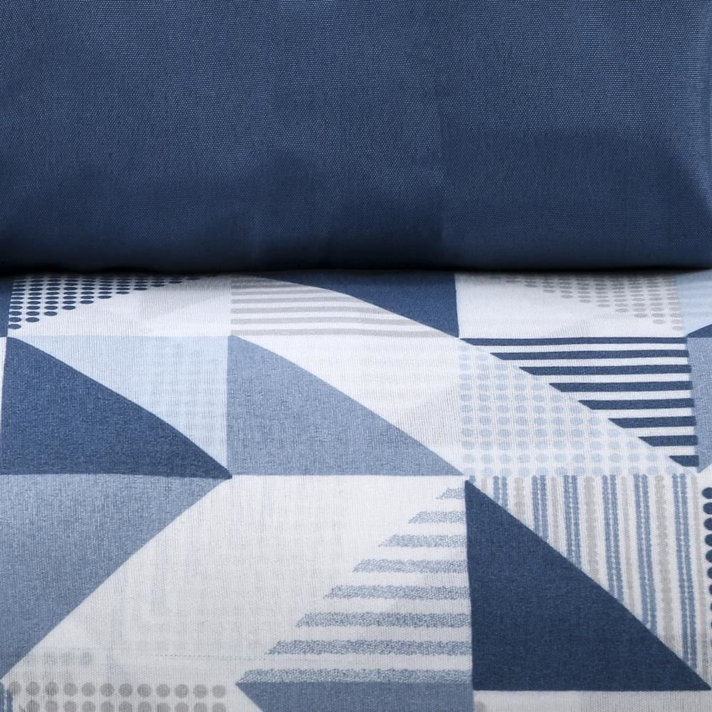 Jogo De Cama Solteiro Microfibra Havan Casa 3 Peças - Log Geo Azul