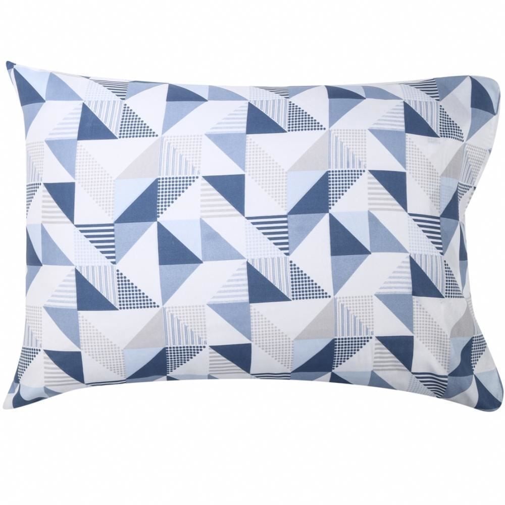 Jogo De Cama Solteiro Microfibra Havan Casa 3 Peças - Log Geo Azul