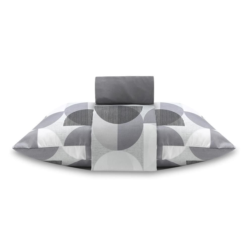 Jogo De Cama Solteiro Microfibra Havan Casa 3 Peças - Luccius Geo Cinza